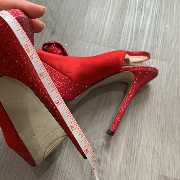 Red sparkle evening high heel shoes size 7 - Picture 15 of 16